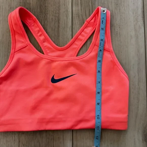 Nike Dri Fit Sports Bra Small Hot Pink Swoosh Unlined No Padding Gym Workout - Picture 9 of 9
